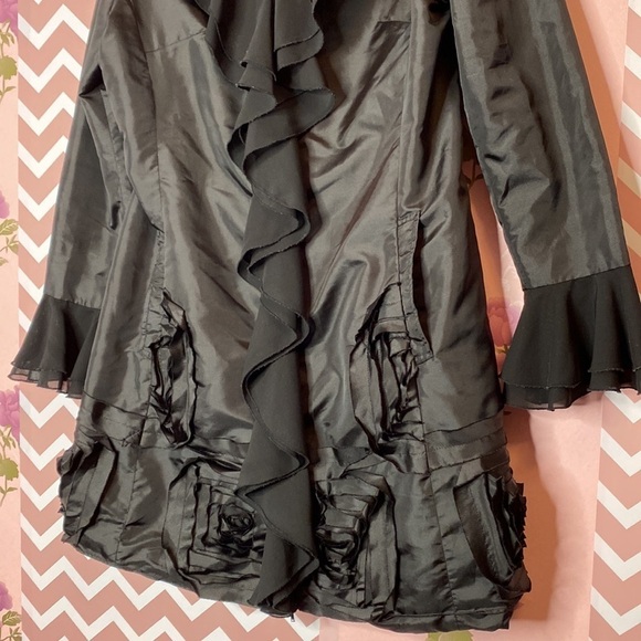 🌷 Samuel Dong  🌷 Ruffle Flower Flare Dress Jacket - Picture 4 of 9